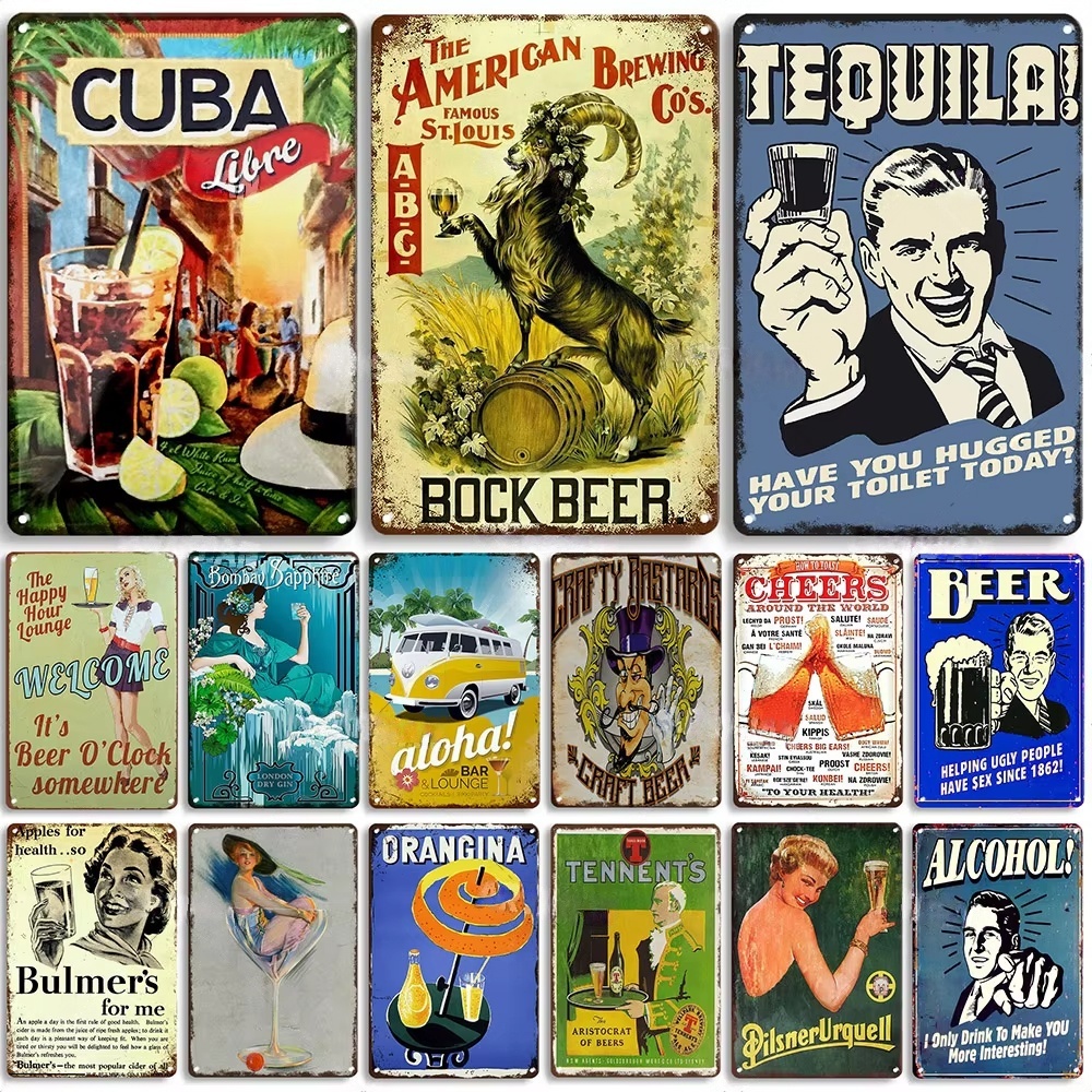 Rusty Metal Tin Sign Beer Meta - Home Bar Signs のレビューと価格