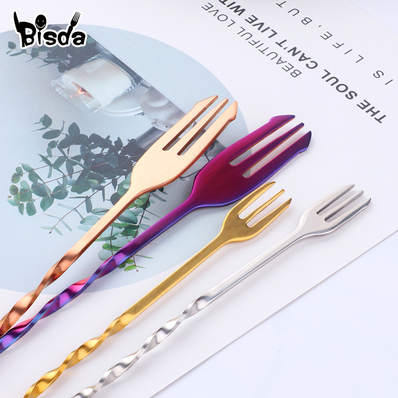 Cocktail Bar Spoons with Fork, - Bar Spoon Twisted のレビューと価格