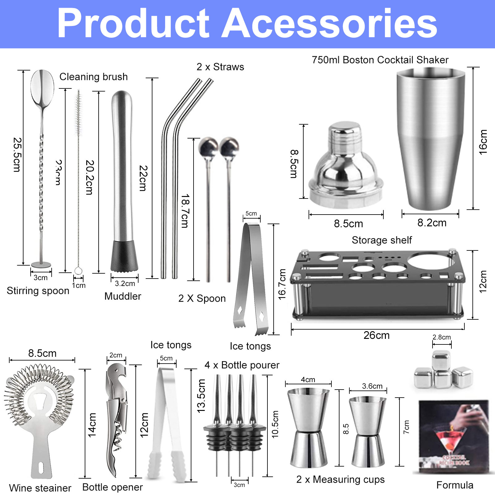 Cocktail Making Set Shaker Sta - Cocktail Recipe Book のレビューと価格