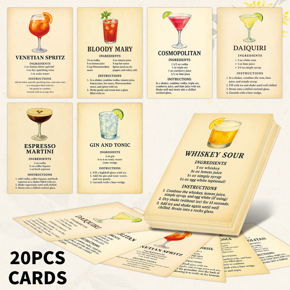 20pcs Cocktail Ingredients Rec - Cocktail Recipe Book のレビューと価格