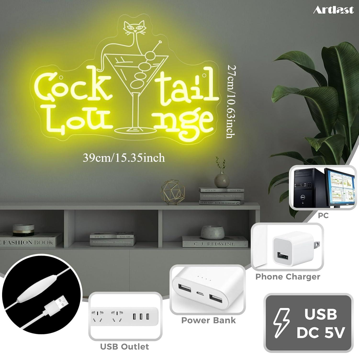 Cocktail Lounge Neon Sign Dimm - Home Bar Signs のレビューと価格