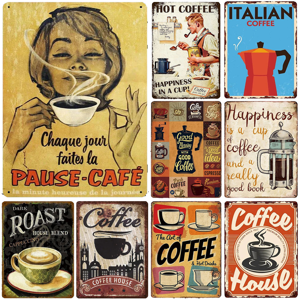 Metal Tin Signs Italian Coffee - Home Bar And Coffee のレビューと価格